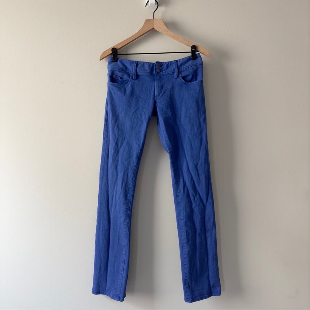 Lilly Pulitzer Worth Straight Jean Blue Cotton Stretch Pockets Zip double button